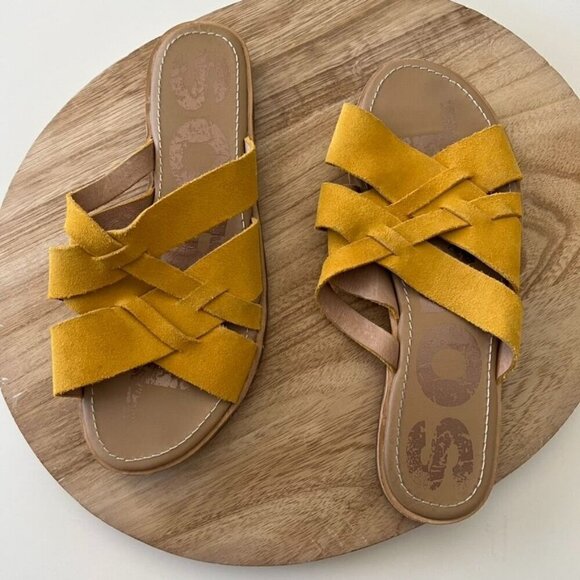 Sorel Yellow Genuine Suede Woven Slide Summer Sandals 9.5 - Picture 8 of 8